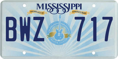 MS license plate BWZ717