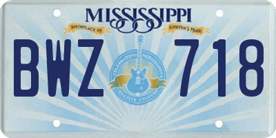 MS license plate BWZ718