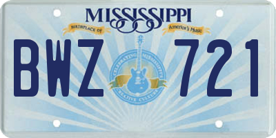 MS license plate BWZ721