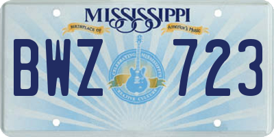 MS license plate BWZ723
