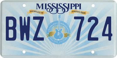 MS license plate BWZ724