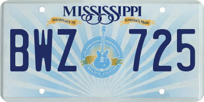 MS license plate BWZ725