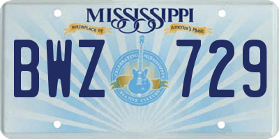 MS license plate BWZ729