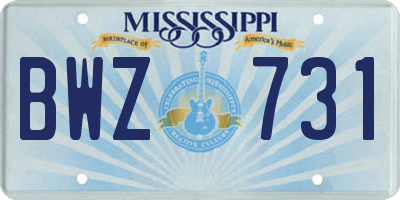 MS license plate BWZ731