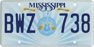 MS license plate BWZ738