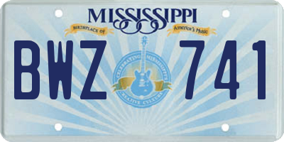 MS license plate BWZ741