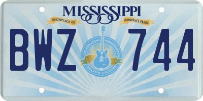MS license plate BWZ744