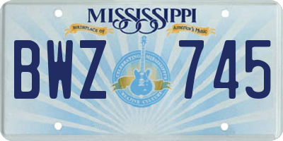 MS license plate BWZ745