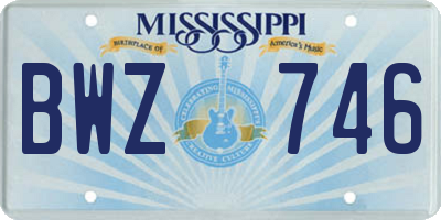 MS license plate BWZ746