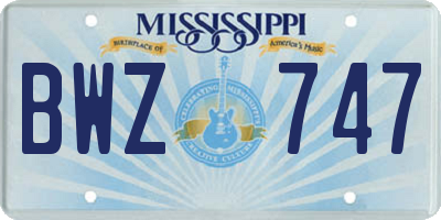 MS license plate BWZ747