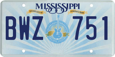 MS license plate BWZ751