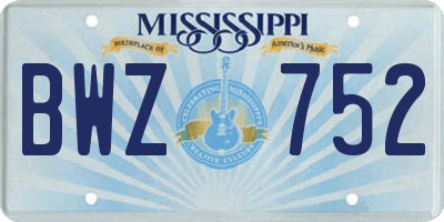 MS license plate BWZ752