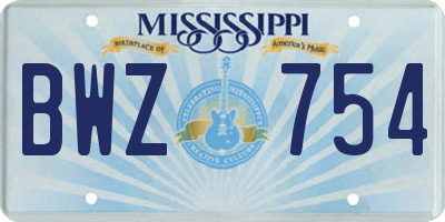 MS license plate BWZ754