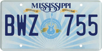 MS license plate BWZ755