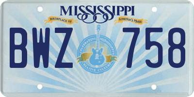 MS license plate BWZ758