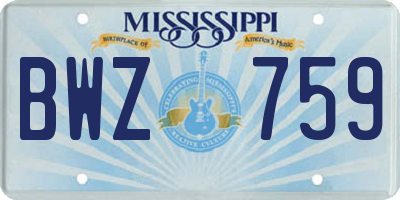 MS license plate BWZ759