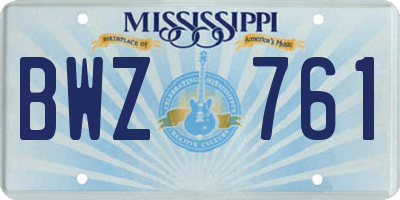 MS license plate BWZ761