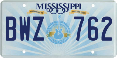 MS license plate BWZ762