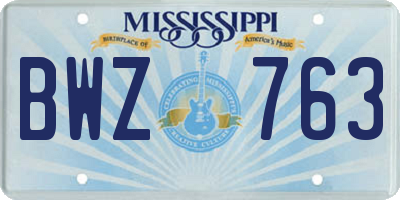 MS license plate BWZ763