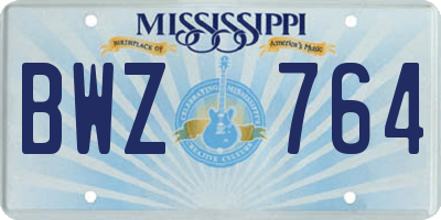 MS license plate BWZ764