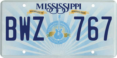 MS license plate BWZ767