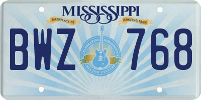 MS license plate BWZ768