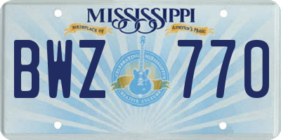 MS license plate BWZ770