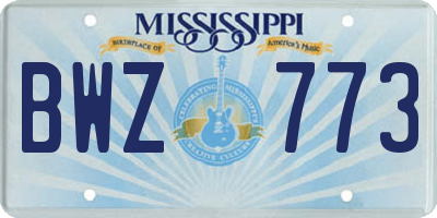 MS license plate BWZ773