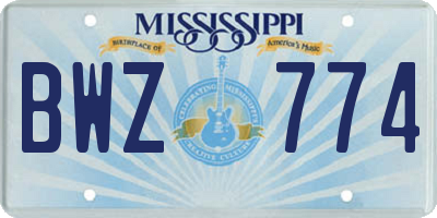 MS license plate BWZ774