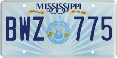 MS license plate BWZ775