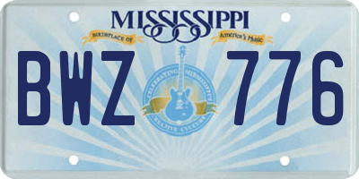 MS license plate BWZ776