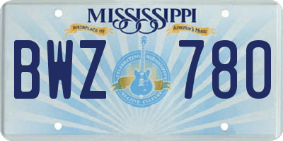 MS license plate BWZ780