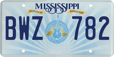 MS license plate BWZ782
