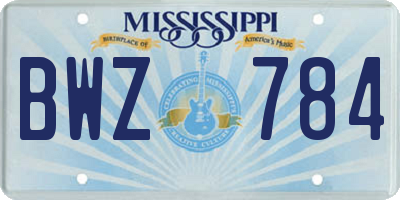 MS license plate BWZ784