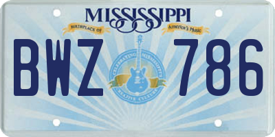 MS license plate BWZ786