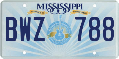 MS license plate BWZ788