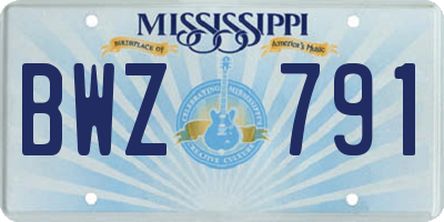 MS license plate BWZ791
