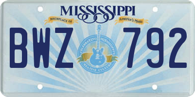 MS license plate BWZ792
