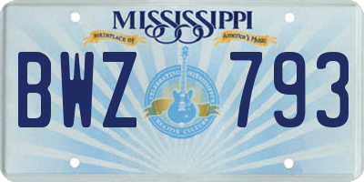 MS license plate BWZ793