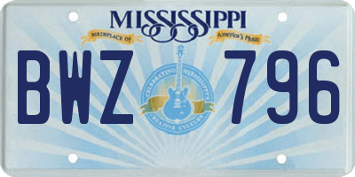 MS license plate BWZ796