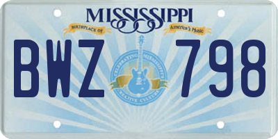 MS license plate BWZ798