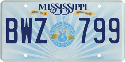 MS license plate BWZ799