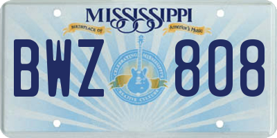 MS license plate BWZ808