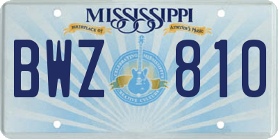 MS license plate BWZ810