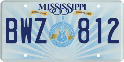 MS license plate BWZ812