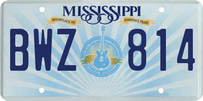 MS license plate BWZ814