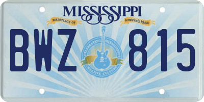 MS license plate BWZ815