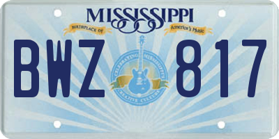 MS license plate BWZ817