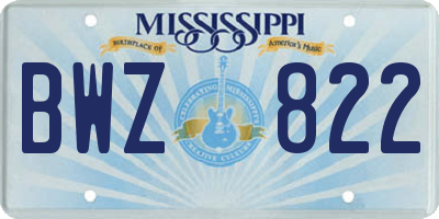 MS license plate BWZ822