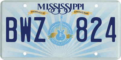 MS license plate BWZ824